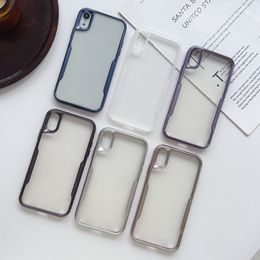 Cajas de TPU suave y cromada de cuchilla de lujo para iPhone 15 más 14 13 PRO MAX 12 11 XR XS X 7 6 8 CRISTAL Clear transparente Frosto Frosto Teléfono móvil metálico Tapa trasera