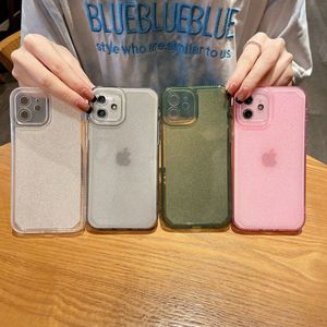 Luxe bling bling clear soft tpu telefoon gevallen volledige lens proction shinning cover voor iphone 13 12 11 pro max xr xs x 7g 8 plus