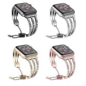 Bracelet de luxe Bling pour Apple Watch Band Ultra 49mm 8 7 6 se 41mm 45mm Joli cadeau Bracelet en acier inoxydable Bijoux Bracelet iWatch Strap 40mm 44mm Femme
