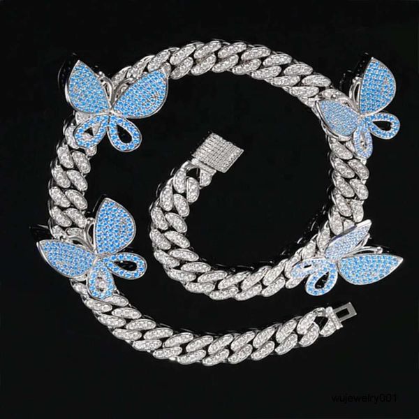 Bijoux de mariée de luxe scintillants, strass diamant, chaîne à maillons cubains, collier ras du cou papillon pour mariage et fête