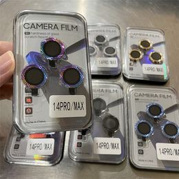 Luxe bling camera lens beschermer cover covers metalen ring terug campers getemperde glasfilmkoffer voor Apple iPhone 14 plus 13 12 11 Pro Max
