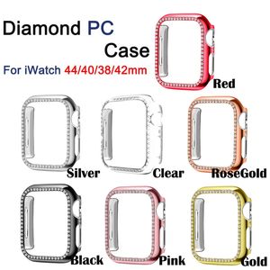 Fundas protectoras de lujo con cristales ostentosos y diamantes, carcasa dura de PC para Apple Watch iWatch series 6 5 4 3 2 44mm 42mm 40mm 38mm
