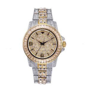 Luxury Bling Crystal Gold Silver Color Ice Out Quartz Iced Wrist montre pour hommes mâles imperméables Hip Hop Jewwelr Wristwatch 305y