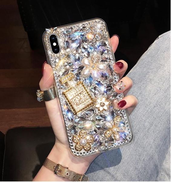 Luxury Bling Diamond Crystal Perfume Bottle Bottle Bothip Handmake Case para iPhone 6 7 8Plus X XR XS MAX 11 11 PRO MAX2915344