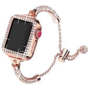 Luxe bling diamantriem voor Apple Watch Band Ultra 49mm 41 mm 45 mm 40 mm 44 mm 38 mm 42 mm roestvrijstalen vrouwen Bracelet Iwatch Series 8 7 6 5 4 3 SE