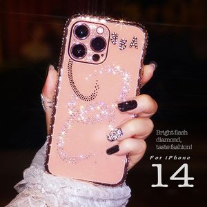 Luxe bling glitter diamant camerabevestiging kisten voor iPhone 14 pro max 11 12 13 aluminium metalen slang bumper frame cover