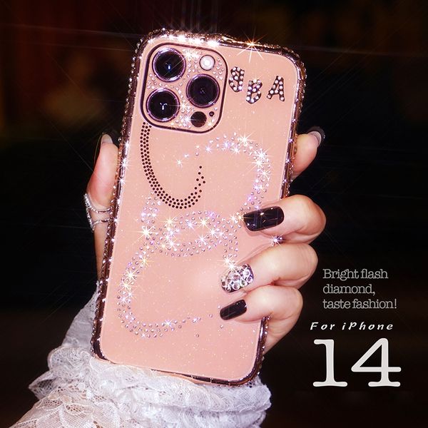 Fundas protectoras de cámara de lujo con purpurina y diamantes para iPhone 14 Pro Max 11 12 13, cubierta de marco de parachoques de serpiente de Metal de aluminio