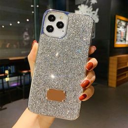 Fundas de teléfono con purpurina ostentosas de lujo para Iphone 13 Pro Max 12 11 Xs XsMax Xr 8 7Plus, funda de silicona de diseñador de moda con revestimiento de diamantes para mujer