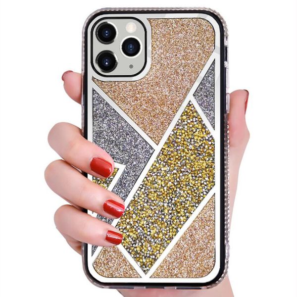 Luxury Bling Glitter Sparkle Cases Hybrid Rhombus Dazzling Mirror Diamond Bumper 2 en 1 TPU PC Cubierta a prueba de golpes para iPhone 12 11 Pro XR XS Max X 8 7 6 6S Plus SE2