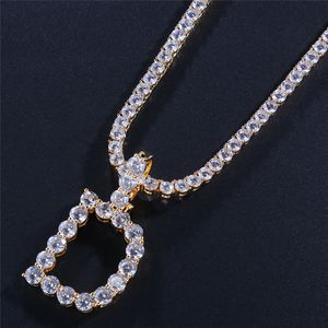 Bling Iced Out CZ Cubic A-Z Lettre Pendentif Colliers avec 4mm 16/18 // 20 pouces Tennis Chaîne Collier pour Hommes Femmes Hiphop Bijoux