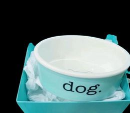 Luxury Blue Bone China Cat Bowls Diseñador de mascotas de cerámica Suministros Cat Dog Bowl Catdogsuper1st6056394