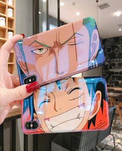 Luxury Blue Light Cartoon One Piece Cover Fase para iPhonePhone X XR XS MAX 11 PRO 8 7 6 S Plus de anime Luffy Sauron Soft Silicone CO1508693