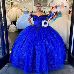 Luxe Blauwe Pailletten Baljurk Quinceanera Jurken 2024 Applicaties Kant Kralen Prinses Sweet 16 Jurk Corset Vestidos De 15 Anos