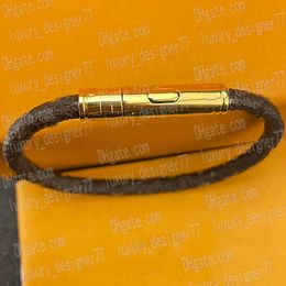 Bracelet de luxe bracelets fleur plaid bracelet en cuir corde de créateur bracelet de marque marron femmes hommes bracelets de charme en métal cadeau de mode pour soeur