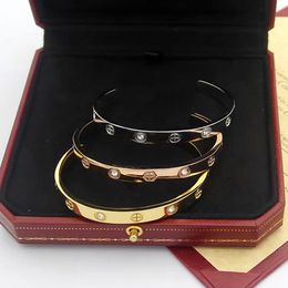 luxe armband bedelarmband designer armband vrouw titanium staal ingelegd met diamanten open armband merk armband sieraden voor vrouwen gratis schip kerstcadeau