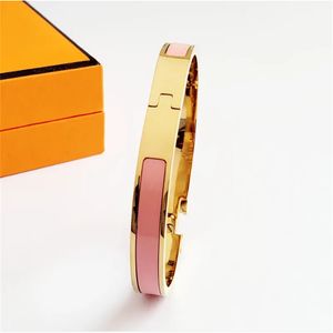 Luxe armbandontwerper klassiek 8 mm brede gouden armband sieraden kleur emaille ontwerper voor dames manchet armband 316L titanium staal merk cadeau