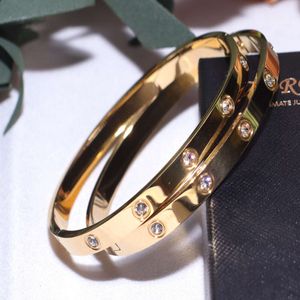 Bracelet de luxe de styliste pour femmes, mode unisexe, carte en or Rose, maison, femme, incolore, plein de diamants, Couple, acier titane
