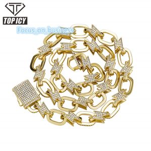 Bracelet de luxe Mode chaude vendant un collier de foudre de la chaîne en argent en or Hip Hop Gold de 12 mm 18 mm