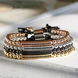 Luxe armband ingelegd zwart zirkoon goudkleur 5 mm koperen kralen sieraden mode verstelbaar touw lange koperen designer armbanden