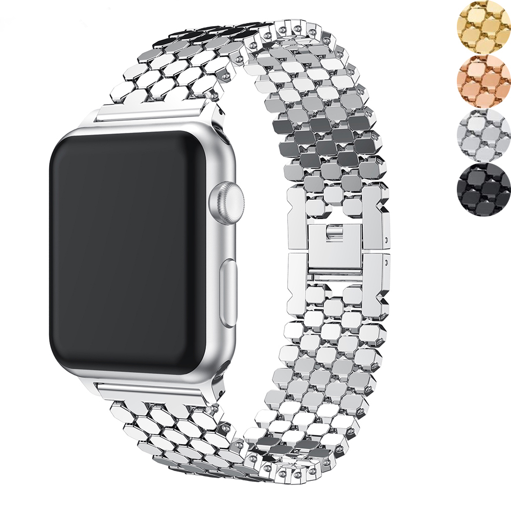 Lyxarmbandrem f￶r iWatch Ultra 49mm 41mm 45mm 40/44mm 38mm 42mm rostfritt st￥l Apple Watch 8 Band Straps IWatchband 7 SE 6 5 4 3 Metal Belt Watchband Watchband
