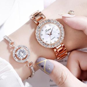 Luxe armband horloges ingesteld voor vrouwen mode geometrische bangle kwarts klok dames pols horloge Zegarek Damski 259P