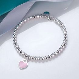 Braceletas de lujo T CHAINES Bangle Love Heart Enamel Cadena de mano Cadena de manos S925 Silver Fiña Handchains Damas Bracele DSBG