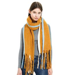 Luxe merk herfst winter zachte gebreide sjaal voor vrouwen ontwerp warme kwastje sjaals wrap deken unisex scarve vrouwelijke foulard bufanda