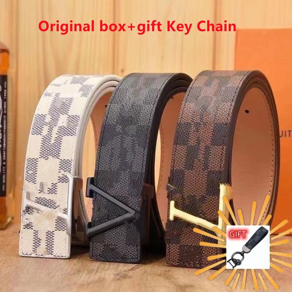 Ceintures en cuir véritable noir de marque de luxe pour hommes femmes lettres V classique treillis grille fleur ceinture de créateur marron loius luis lous louie lois vouitton v viutonities