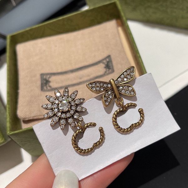 Boucles d'oreilles de marque de luxe avec nœud papillon et tournesol, personnalité, créateur de mode, bijoux, cadeau de Saint-Valentin
