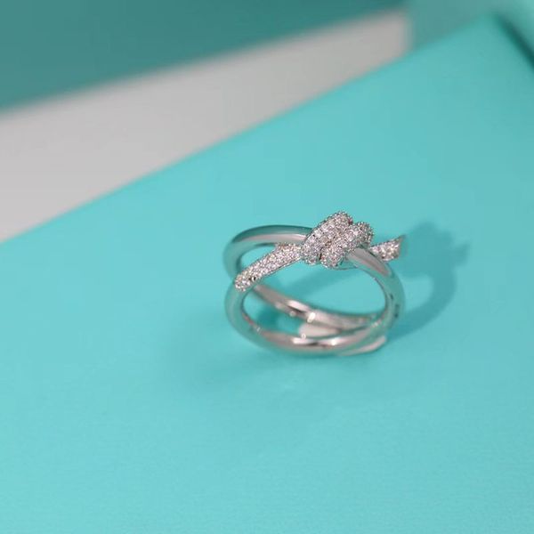 Marca de lujo bowknot diseñador anillos de banda para mujer plata rosa oro brillante bling diamante cristal amor anillo fiesta boda joyería para mujer