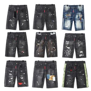 Luxury Brand Brand Men's Shorts, Jeans, Straight Hole Jeans, Skinny Jeans, Casual Dades, Blue Summer Ripped Style Jeans