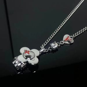 Marca de lujo Muñeca de dibujos animados Collares pendientes para mujeres Diseñador Collar de diamantes Moda para hombre Flor roja Vintage Hip Hop Cadena gótica Estrangulador Joyería Regalos -7