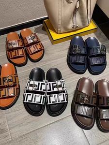 Designer Luxury Brand Slippers, nieuwste F-vormige damesschoenen, high-end echte lederen schoenen, platte hakken, veelzijdige casual fabrieksschoenen