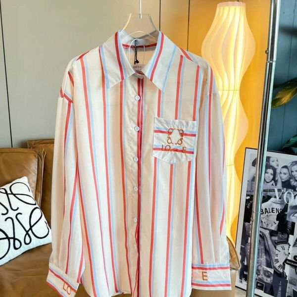 Marca de lujo camisa casual loe diseñador de manga larga camiseta bordado cardigan abrigo otoño chaqueta delgada sudadera de algodón botón camisas de negocios