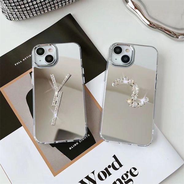 Étui pour téléphone portable de marque de luxe avec surface de miroir galvanisée adaptée à Apple 14 Advanced avec couverture complète de diamant brillant 12pro
