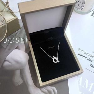 Luxe merk charme sterling zilver klassieke kleine Q brief ketting varken neus volledige diamant ronde sleutelbeen keten stijl met logo