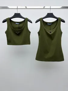 Luxe Merk Katoen Ronde Hals T-shirts Vrouwen Mouwloze Mode Ontwerper Zomer Cropped Tops Runway Kwaliteit Tees
