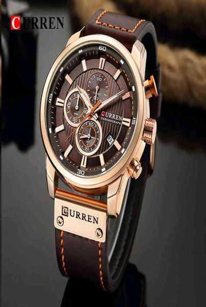 Brand de luxe Curren Fashion Analog Chronograph Digital Quartz Men Watch Watch Sport Sport Imperproof Le cuir pour Relogio 02143200601