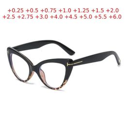 Gafas de lectura tipo ojo de gato para mujer, anteojos de marca de lujo, Estilo Vintage, hipermetropía, 0,25, 0,5, 1,0, 1,5, 2,0, 2,5 a 6,0, 240124