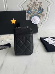 Luxury merk Ontwerpbrief CC Korte portefeuilles AP1650 Plaid -ketting Wallet Lambskskin Women's Fashion Pocket Caviar Lederen Zipper Card Pack Coin Puritch