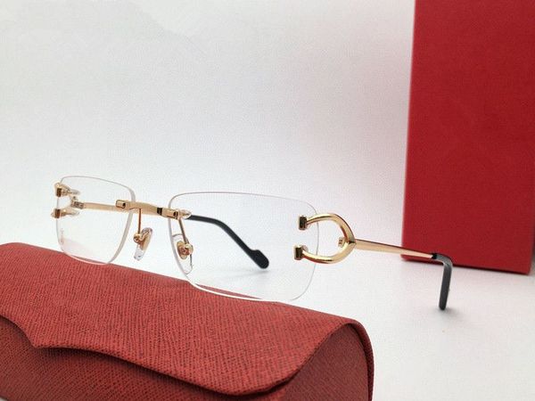Lunettes de vue optiques sans cadre de conception de marque de luxe pour hommes femmes 0344 rétro style vintage lentille anti-lumière bleue lunettes carrées avec boîte