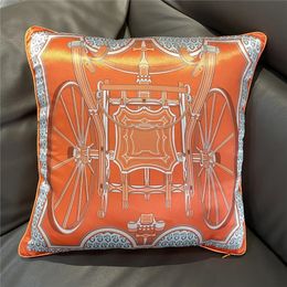 Diseño de marca de lujo Rueda de seda de seda Almohada de almohada de almohada de almohada de sofá para almohadilla de almohada lumbar cubierta de cojín de almohada 240508