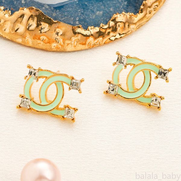Boucles d'oreilles de marque de luxe pour femmes, accessoires de bijoux avec lettres colorées, cadeau de mariage