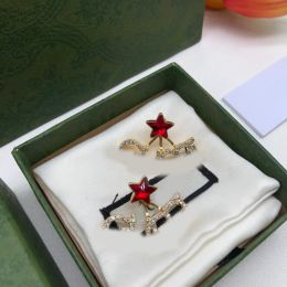 Luxury merk ontwerper oorbel voor vrouw meid letter g crystal star charm drop dangle oorbellen oor clip stud earring earrop 925s gouden vergulde bruiloft designer sieraden