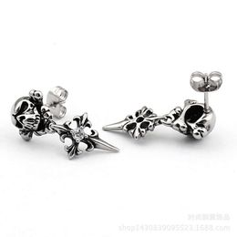 Pendientes de diseñador de marca de lujo para mujer CH Chromes Cross Jewerlry Titanium Steel Skull Heart Ear Ring Girl Eardrop EarStud Regalo de San Valentín Envío gratis 6ICF