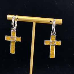 Boucles d'oreilles pendentif croix en émail, marque de luxe, bijoux de haute qualité, cadeau de fête pour Couple, mariage et mariée