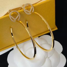 Luxe merkontwerper hoge HOOP kwaliteit gouden letter met oorbellen f damesfeest bruidspaar cadeau sieraden 925 zilver