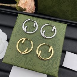 Joya de diseñador de marca de lujo Joya de oro y plata con pendientes de anillo grande Pendientes de lujo Pareja de regalos de boda
