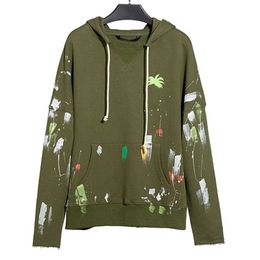 Luxury merkontwerper Men Hoodie Graffiti Hooded trui mode hiphop losse oversize sweatshirt pal tree print katoenen pullover jas