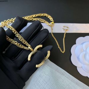 Luxe merk designer hangers dubbel verguld roestvrij staal letter choker hanger ketting ketting sieraden geschenken maat